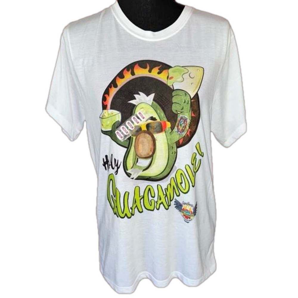 WHITE T-shirt “ HOLY GUACAMOLE “ short sleeve medium size